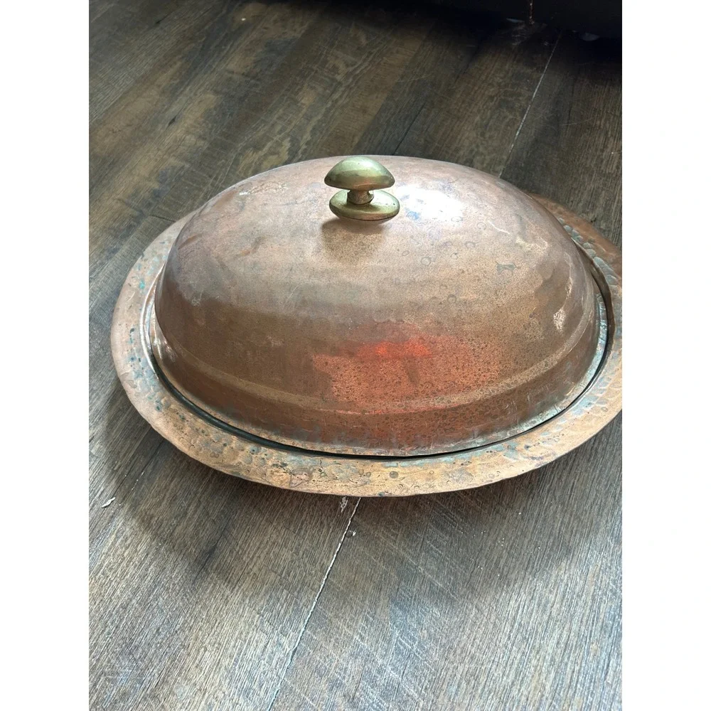Handmade Pure Copper Serving Kebab Plate iskender Turkish presentation oval tinn